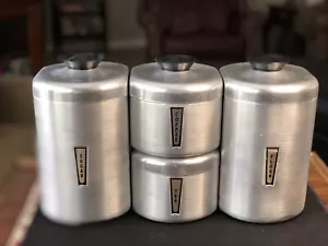 Vintage KROMEX spun Aluminum Complete Set Of 4 Stacking Canisters 1950s EX COND! - Picture 1 of 22