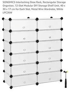 SONGMICS Interlocking Shoe Rack, Plastic Shoe Storage Cabinet, 12-Slot Modular S - Picture 1 of 6