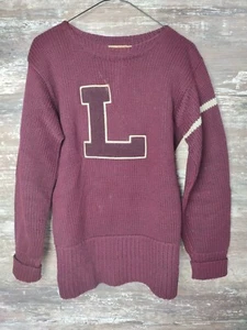 VTG 40/50s Genuine100% Wool Knit Waffle Knit Wool Pull Over Sweater WWII Era “L” - Picture 1 of 8