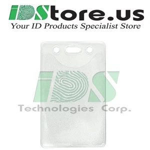 10 Clear Vinyl Vertical Badge Holder with Slot and Chain Holes, 2.3" x 3.38" - Picture 1 of 2