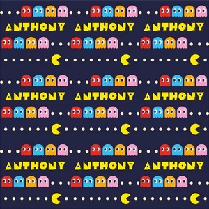 Custom Gift Wrap Wrapping Paper Pacman Birthday Arcade Gaming Party Personalized - Picture 1 of 4