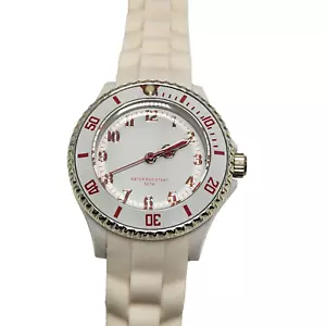 Watch Womens White 29 mm Plastic Case Silicone Band Quartz Movement Analog - Picture 1 of 11