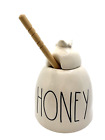 Rae Dunn Bumble Bee Honey Ceramic Pot Farmhouse core White Lid Wood Dipper Kitch