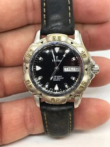 Festina 8815 Ladies Womens Wrist Watch Stainless Black Leather Day Date - Picture 1 of 12