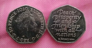 Extremely Rare Brexit 50p coin Peace Prosperity and Friendship with all Nations - Picture 1 of 5