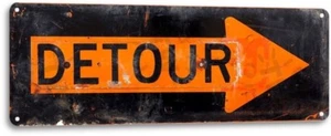 Detour Street Retro Vintage Rustic Highway Garage Shop Wall Decor Metal Tin Sign - Picture 1 of 4