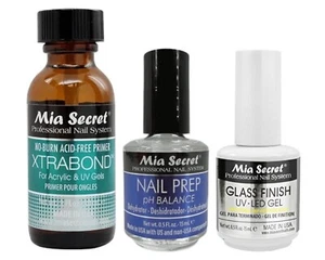 Mia Secret Nail Prep 0.5oz, Xtrabond Primer 1oz & Glass Finish UV-LED Gel 0.5oz - Picture 1 of 1