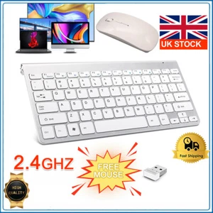 Wireless Keyboard + Mouse Combo Set Ultra Slim 2.4GHz USB Receiver For Computers - Picture 1 of 8