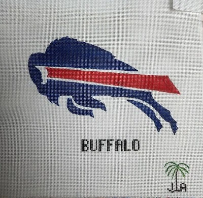 Handpainted Needlepoint Canvas NFL Buffalo/ facing left - Image 1 of 2
