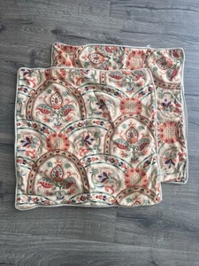 PAR DE FUNDAS DE ALMOHADA DE GRANERO DE CERÁMICA 24" X 24" HTF PATRÓN HARLAND - Imagen 1 de 5
