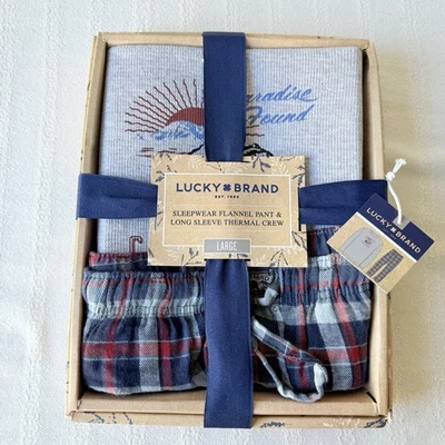 Lucky Brand Men’s Sleepwear Set Flannel Pants & Thermal Shirt Large NWT Gift Box - Image 1 of 4
