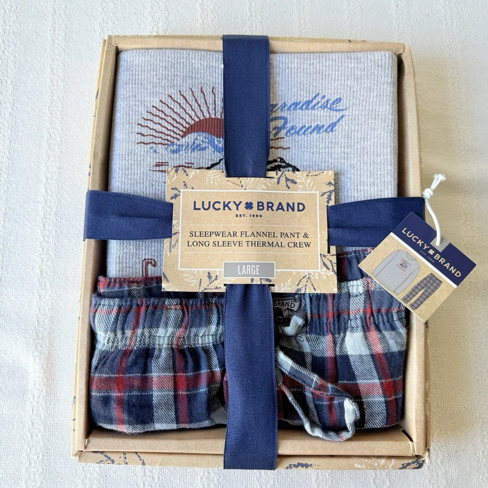 Lucky Brand Men’s Sleepwear Set Flannel Pants & Thermal Shirt Large NWT Gift Box - Image 1 of 4