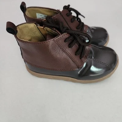 Botas Stepping Stones Niños Talla 8 Dos Tonos Marrón Con Cordones Cremallera Clásicas Foto 1 de 4