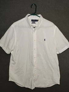 Ralph Lauren Men’s Classic Fit Seersucker Button Down Shirt White 100% Cotton XL - Picture 1 of 3