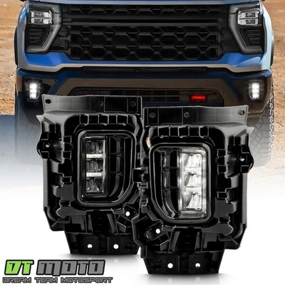 For 2024-2025 Chevy Silverado 2500HD 3500HD LED Fog Lights Bumper Lamps w/Switch - Image 1 of 4