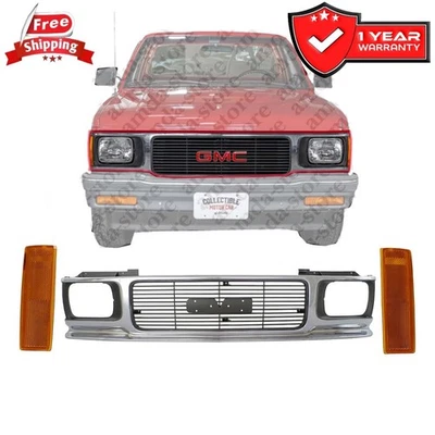 3Pc Plastic Corner Light & Grille for Jimmy GMC Sonoma S15 1991 Chrome w/ Gray - Imagem 1 de 4