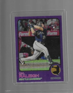 Cal Raleigh 2022 Topps Heritage SP refractor púrpura paralelo RC #367 Mariners - Imagen 1 de 2