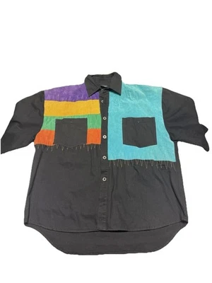 Camisa De Colección Máquina Gamuza Cuero Algodón Parche Abotonada Años 90 Hip Hop Para Hombres XL Foto 1 de 4