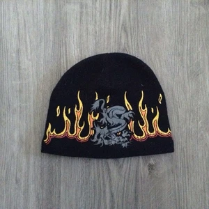 Vintage Y2K Joe Boxer Flame Beanie Skullcap Skatermütze Gr. L/XL Dragon Grunge - Bild 1 von 4