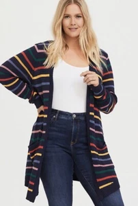 Womens Torrid Her Universe Doctor Who Rainbow Knit Cardigan Size 0 12 NWT - Picture 1 of 3