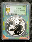 2023 Chine 10 yuans panda 1 oz étiquette panda argent PCGS MS70