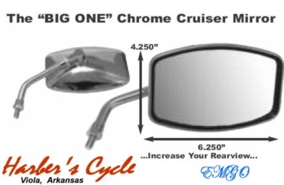 Honda CB, Nighthawk & Naked Goldwing - Chrome Big Mirrors Left Right Pair - Image 1 of 2