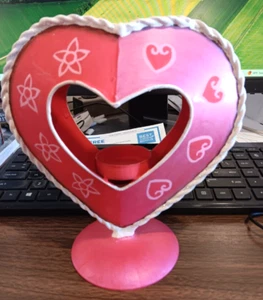 VALENTINE'S DAY PINK HEART SHAPE CANDLE HOLDER DECOR, 7" x 7" - Picture 1 of 4