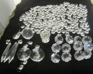 Vintage Lot 220 Crystal Chandelier Prisms Variety Of Shape Sizes Parts - Imagen 1 de 10