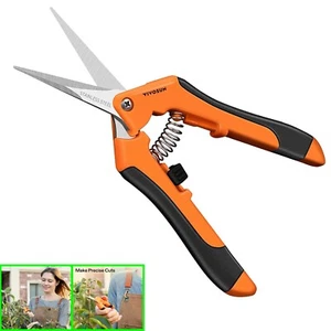 6.5 Inch Gardening Scissors Pruning Shears Straight Blade Stainless Orange Tool - Picture 1 of 9