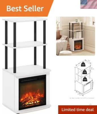 Elegant 2-Tier Entertainment Side Table with Fireplace Insert - Space-Saving - Изображение 1 из 4