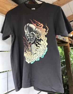 UT Uniqlo Star Wars "Darth Vader" Flames Yth XXS T-Shirt Charcoal Gray 100% Ctn  - Image 1 of 4