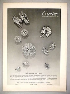 Anuncio impreso Cartier - 1950 ~~ joyería, joyero, broche, clip, pendientes - Imagen 1 de 1