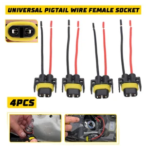 Wire Pigtail Female S H11 Two Harness Head Light Low Beam Socket Connector Plug - Picture 1 of 8