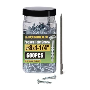 Viti per Foro Tascabile, Viti per Legno #8 X 1-1/4" 600PCS Testa Lavatrice con Tre Grosse - Foto 1 di 11