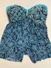 Nwt Tropical Escape Missy Blue  Party Floral Tankini  Swimtop Size 14