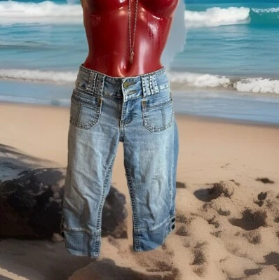 INDUSTRIAL ALGODÓN DENIM CROP CAPRI SHORTS JUNIORS TALLA 11 Foto 1 de 4