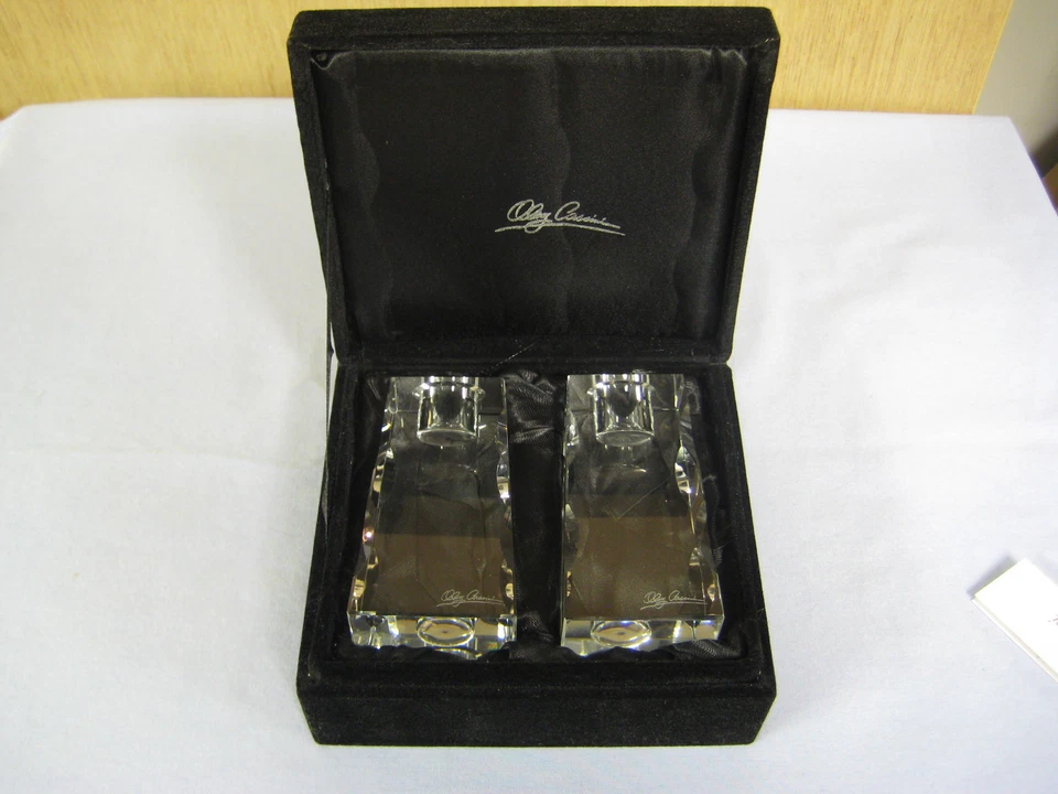 Oleg Cassini 4" Clear Crystal Candlesticks - Gift Set of 2 Kelly 133041