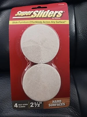 4 rodízios deslizantes de feltro Super Sliders superfícies duras autoaderentes 2-1/2" - Imagem 1 de 4