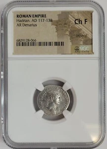 Rare Roman Silver Denarius of Hadrian (AD 117-138) - NGC Certified (CH-F) - Picture 1 of 3