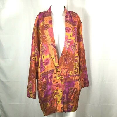 Chaqueta de ropa inquieta para mujer talla L naranja floral seda blazer ligero Foto 1 de 4