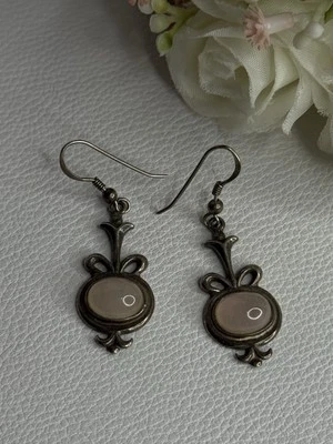 Vintage 925 Sterling Silver Morganite Earrings Length 1.60 Inch - Image 1 of 4