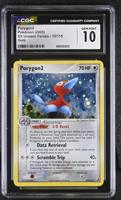 CGC 10 GEM MINT Porygon2 EX Unseen Forces 12/115 Holo SWIRL Pokemon Card - Image 1 of 2