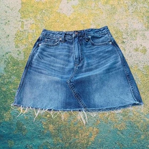 Abercrombie & Fitch High Rise Skirt Womens 25/0 Blue Denim Cotton Blend T06 - Picture 1 of 7