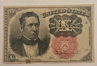 1874 10 Cents Bank Bill Fractional Currency Note US Paper Money - Image 1 of 4