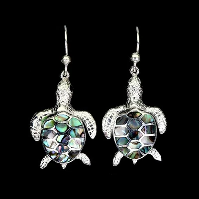 Pendientes de plata de ley 925 madreperla joyería natural tortuga Foto 1 de 4
