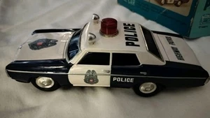 Vintage Sears Battery Operated Nonstop Action Tin Police Car. Made in Japan. - Picture 1 of 17