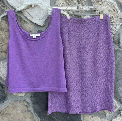 Conjunto de falda tejida St. John Santana talla 8/PEQUEÑA lila púrpura orquídea concha tanque/falda Foto 1 de 4