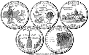 2000 State Quarter Set Denver Philadelphia 10 Coins Uncirculated - Picture 1 of 1