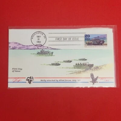 First Day Issue Sicily Attacked by Allied Forces July '43 Stamp Cache Envelope - Image 1 of 4