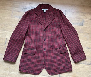 COMME DES GARCONS SHIRT Men’s Red Tartan Check Wool Blazer Jacket Medium - Picture 1 of 15